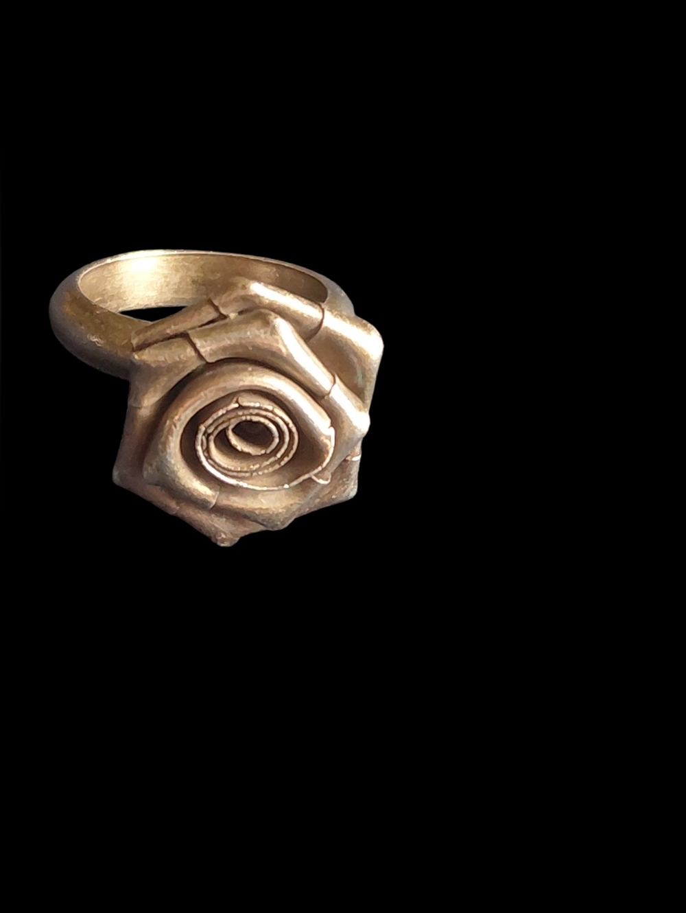 Antique Silver Tone Rose Statement Ring